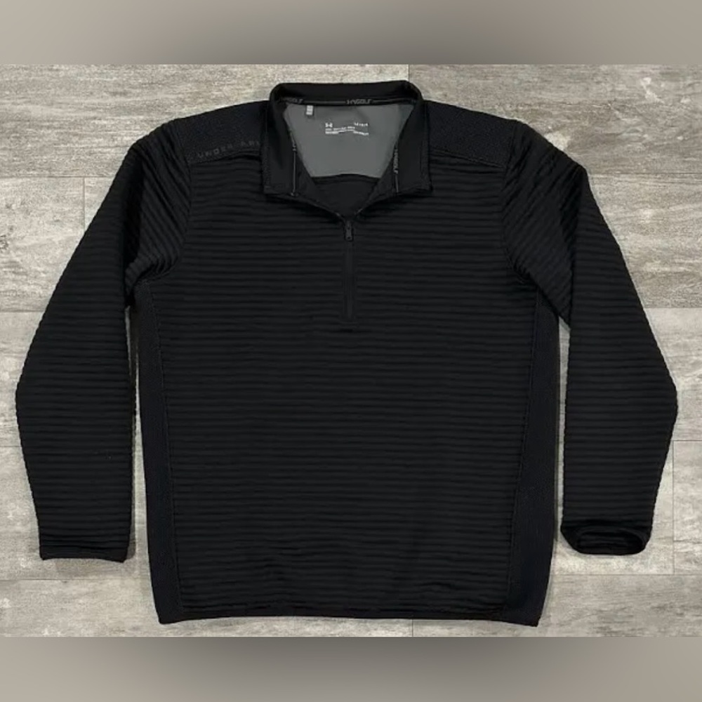 Men’s Under Amour - Golf Coldgear Loose Black Ribbed 1/4 zip pullover